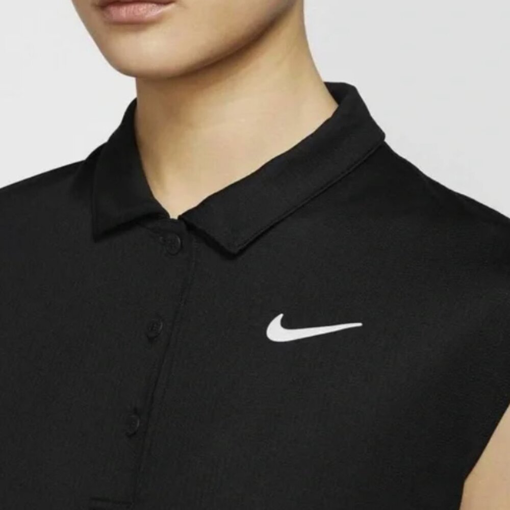 Nike Dri-FIT Sleeveless Polo Shirts (One Black & One White) Tennis Golf Set M - Picture 8 of 12